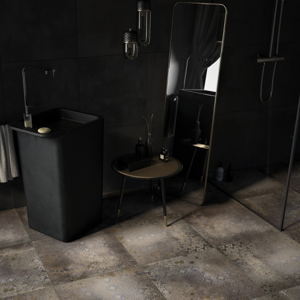 Keramische vloertegel, vloertegels, midden grijs, beige, bruin, Impermo, industrieel & lofty